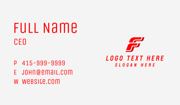 Modern Red Letter F Business Card Design Image Preview