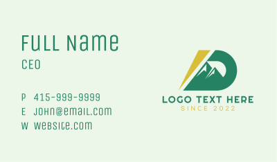 Sporty Mountain Letter D Business Card