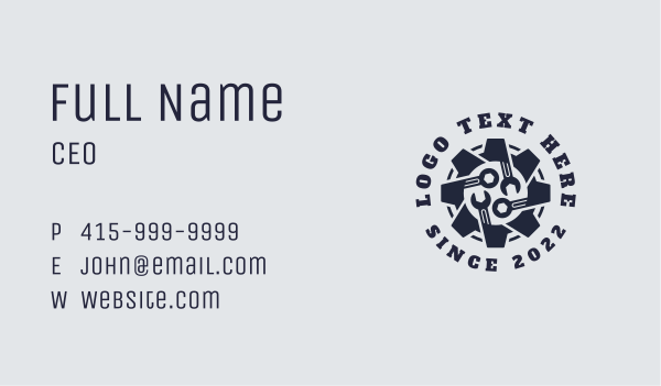 Mechanical Cog Wrench Business Card Design Image Preview