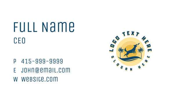 Beach Dog Frisbee Business Card Design Image Preview