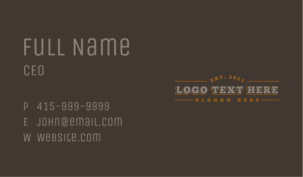 Classic Rustic Wordmark Business Card Design Image Preview