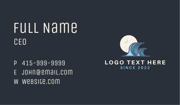 Evening Moon Wave Business Card Design Image Preview