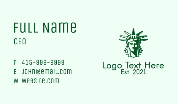 Green Liberty Head  Business Card Design Image Preview