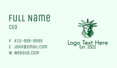 Green Liberty Head  Business Card Image Preview