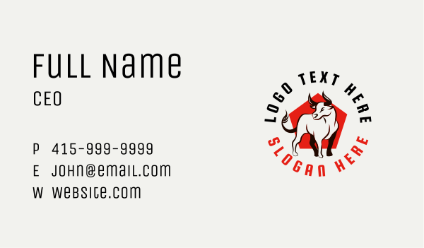 Wild Bullfighter Horn Business Card Design Image Preview