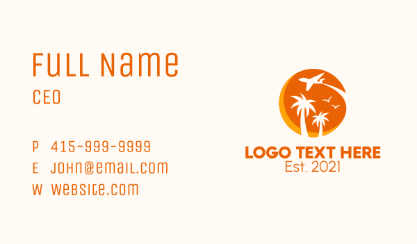 Vacation Island Flight  Business Card Design Image Preview