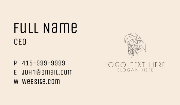 Pretty Floral Woman Business Card Design Image Preview