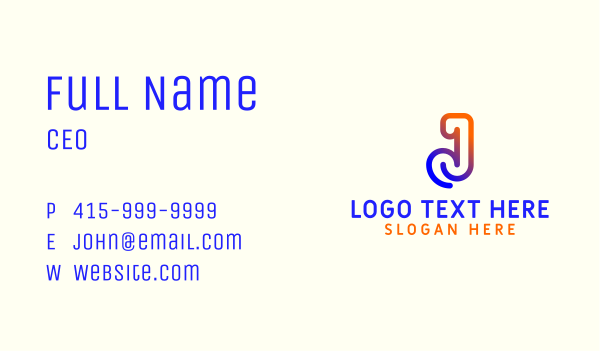 Generic Monoline Letter J Business Card Design Image Preview