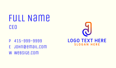 Generic Monoline Letter J Business Card Image Preview