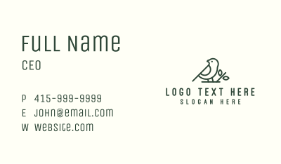 Robin Bird Plant Nature Business Card Image Preview