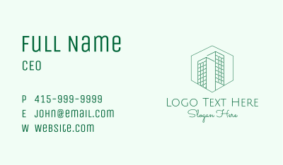 Minimalist Green Skyscrapers Business Card Image Preview