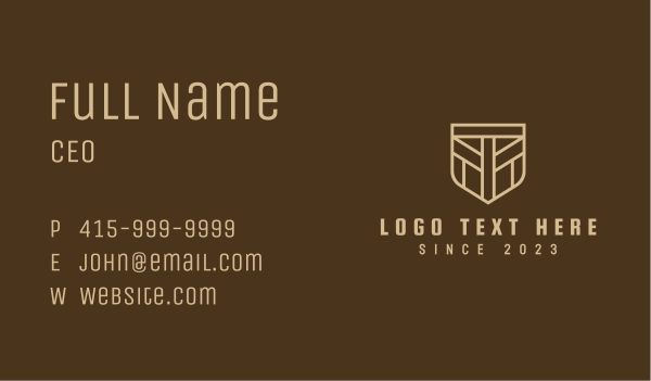 Medieval Brown Shield Business Card Design Image Preview