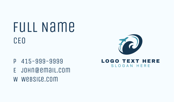 Airplane Wave Tourism Business Card Design Image Preview