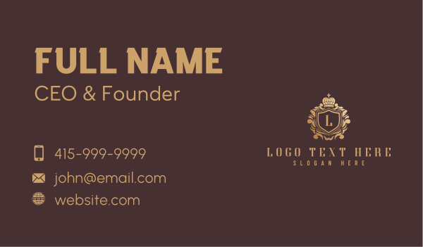 Luxurious Hotel Shield Crown Business Card Design