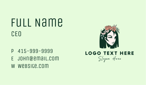 Floral Beautiful Lady Business Card Design Image Preview