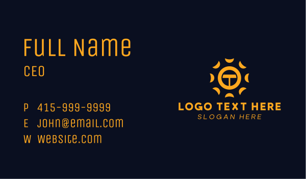 Yellow Solar Letter T Business Card Design Image Preview