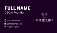 Geometric Gaming Letter V Business Card Design