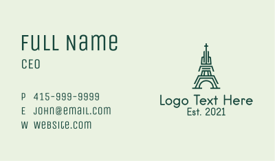 Green Outline Tower Business Card Image Preview