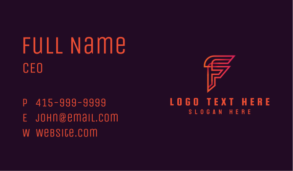  Tech Startup Letter F Business Card Design