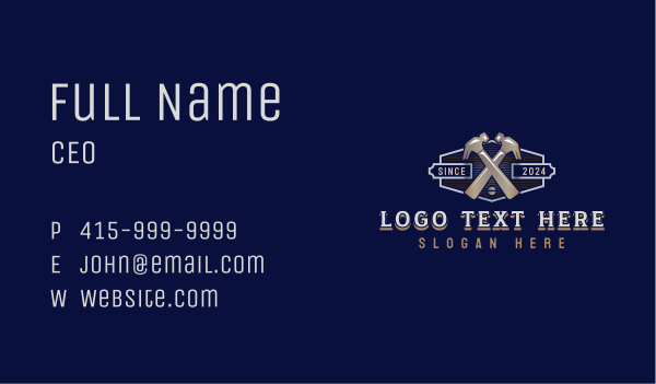 Hammer Construction Builder Business Card Design Image Preview