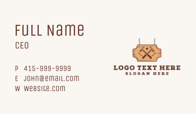 Hammer Wood Signage Business Card Image Preview