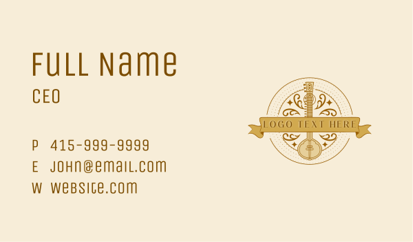 Sitar Music Instrument Business Card Design Image Preview