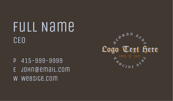 Western Tattoo Wordmark Business Card Design Image Preview