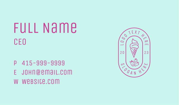 Strawberry Ice Cream Business Card Design Image Preview