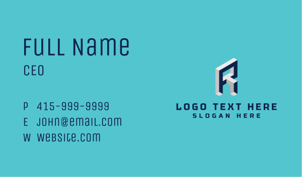 3D Generic Letter R Business Card Design Image Preview
