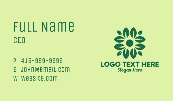 Green Flower Leaf Business Card Design