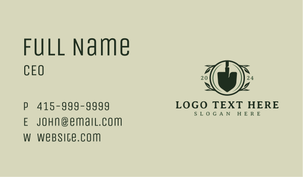 Shovel Leaves Landscaping Business Card Design Image Preview