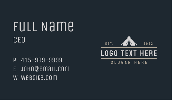 Tent Camping Gear Business Card Design Image Preview