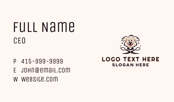 Dog Grooming Scissors Business Card Design Image Preview