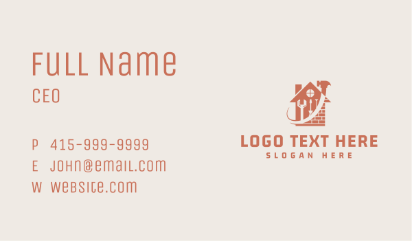 Brick House Construction Tools Business Card Design Image Preview