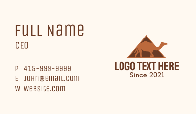 Egypt Camel Pyramid  Business Card Image Preview