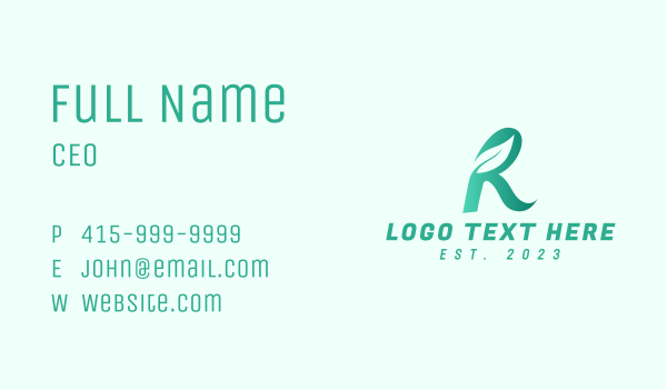Herbal Leaf Letter R Business Card Design Image Preview