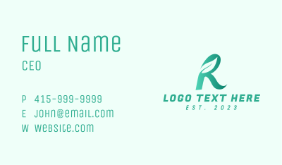 Herbal Leaf Letter R Business Card Image Preview