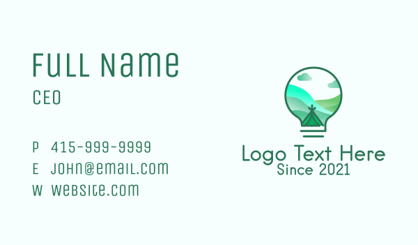 Lightbulb Outdoor Camp  Business Card Design Image Preview