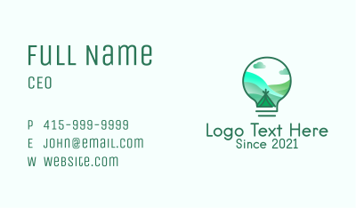 Lightbulb Outdoor Camp  Business Card Image Preview