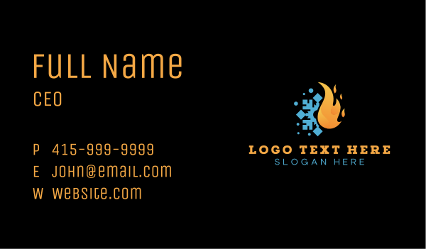Flame Snowflake Fuel Heating Business Card Design Image Preview