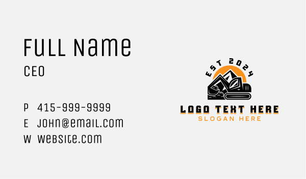 Quarry Excavator Construction Business Card Design Image Preview