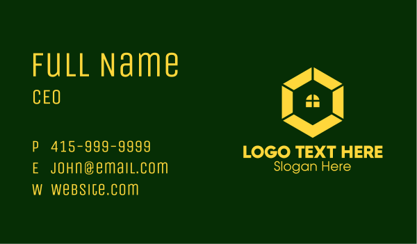 Yellow Hexagon Window Business Card Design Image Preview