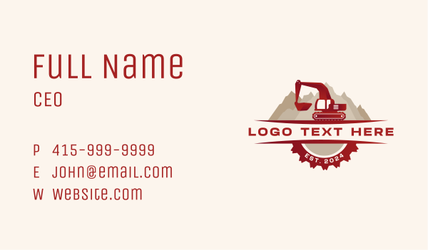 Excavator Industrial Construction Business Card Design Image Preview