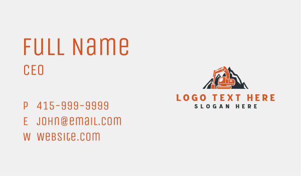 Mountain Excavator Mining Machinery  Business Card Design Image Preview