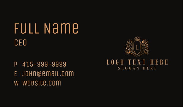 High End Vine Crown Shield Business Card Design Image Preview