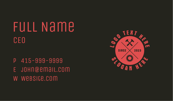 Handyman Carpentry Emblem Business Card Design Image Preview