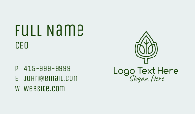 Green Leaf Outline Business Card Image Preview