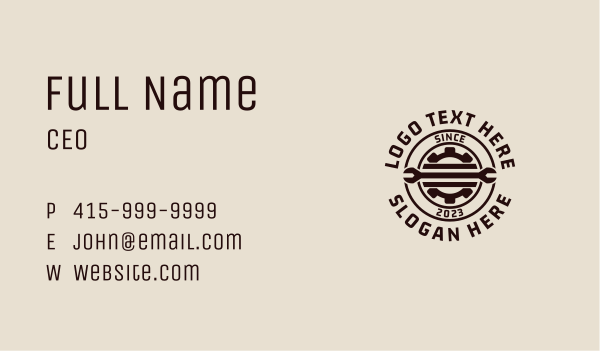 Gear Wrench Mechanic Business Card Design Image Preview