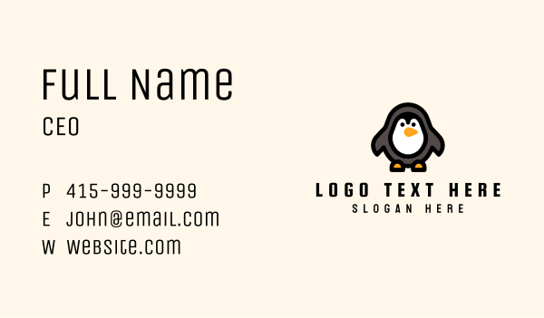 Cute Penguin Mascot Business Card Design Image Preview