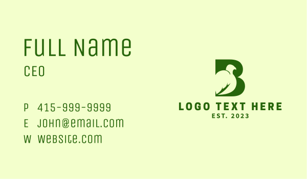 Green Bird Letter B Business Card Design Image Preview
